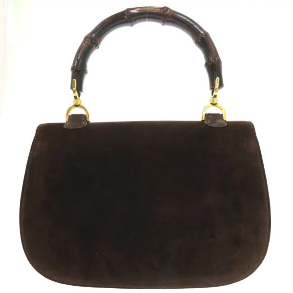Gucci Bamboo Brown Handbag Turnlock Leather - Picture 3 of 6